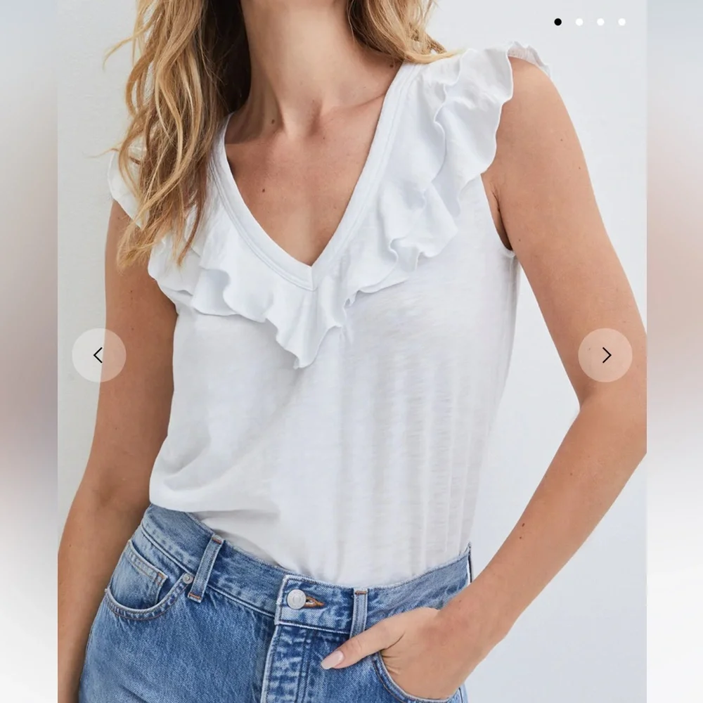 NWT VERONICA BEARD JEANS Ellerie Top - Size Large White - Picture 2 of 6